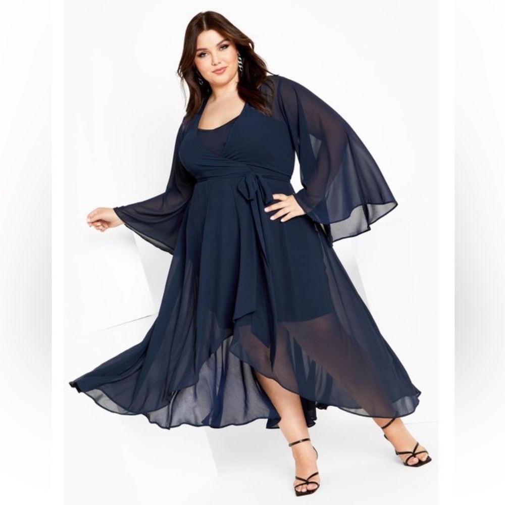 City chic Navy Blue Maxi fleetwood dress